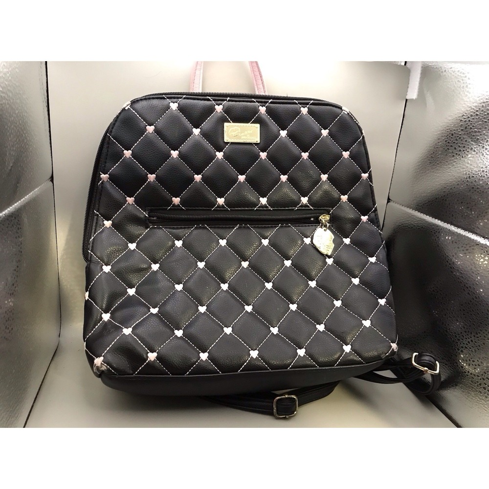 Betsy Johnson Luv, Betsy Quilted‎ Backpack Style Purse Pink Hearts Faux Leather